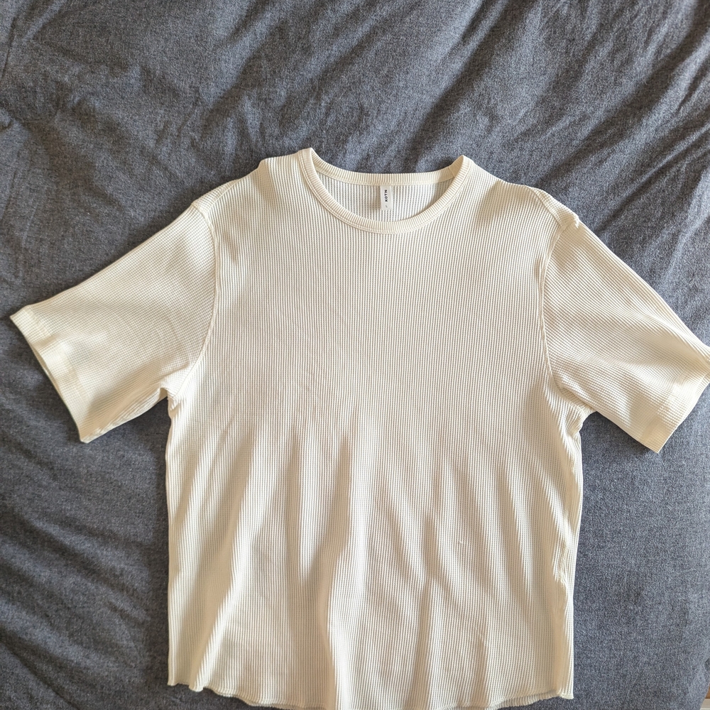 KOTN Men's Ribbed Short Sleeve Tee in Cream